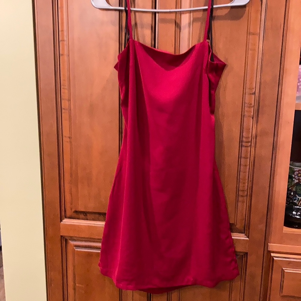 Red mini dress with tie back